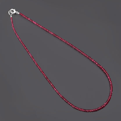 "Scarlet Elegance: Red Spinel Smooth Rondelle Necklace"