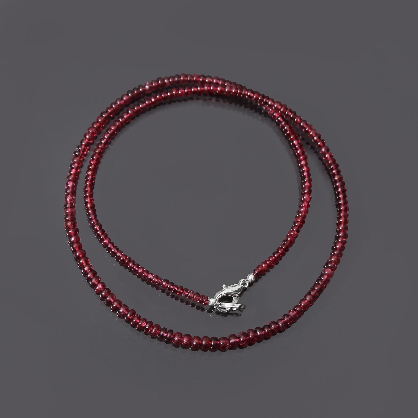 "Scarlet Elegance: Red Spinel Smooth Rondelle Necklace"