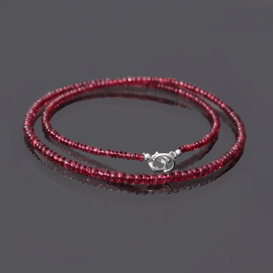 "Scarlet Elegance: Red Spinel Smooth Rondelle Necklace"