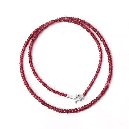 "Scarlet Elegance: Red Spinel Smooth Rondelle Necklace"