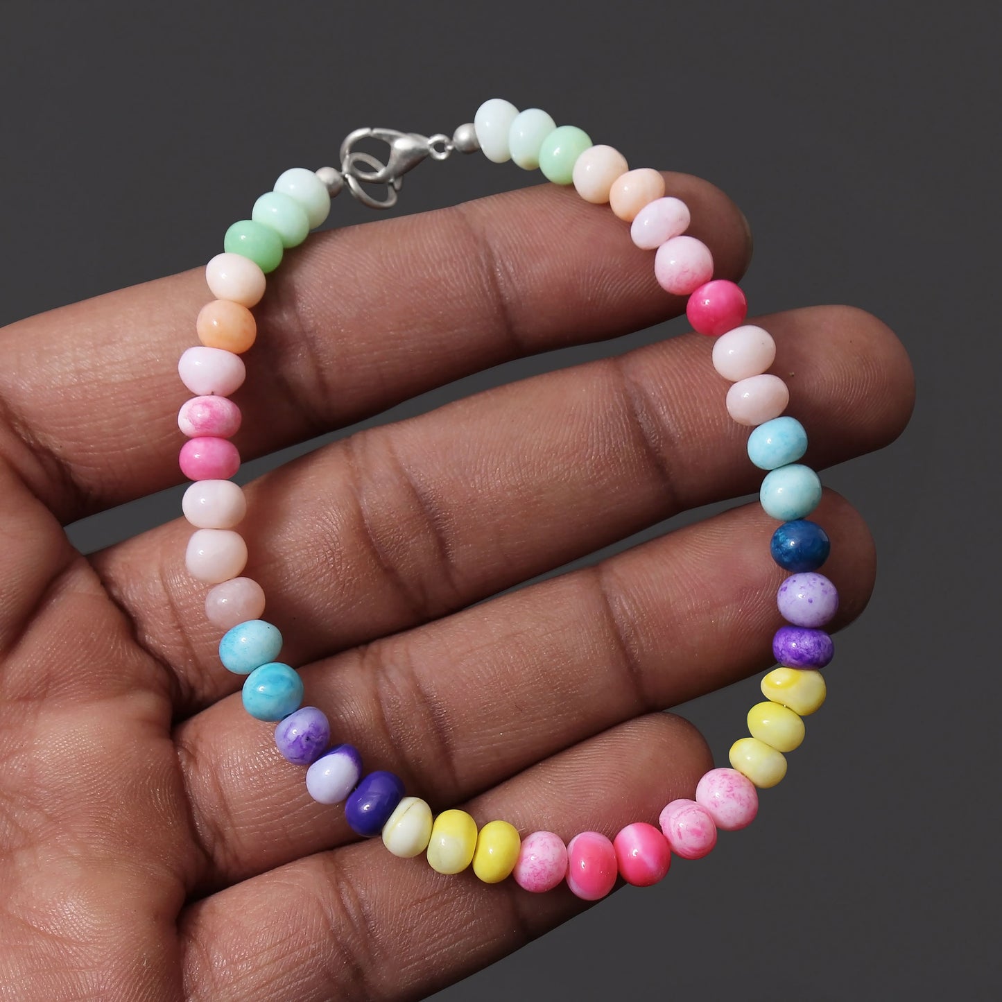 Enchanting Natural Candy Opal Bracelet – Vibrant Colors for a Playful Elegance