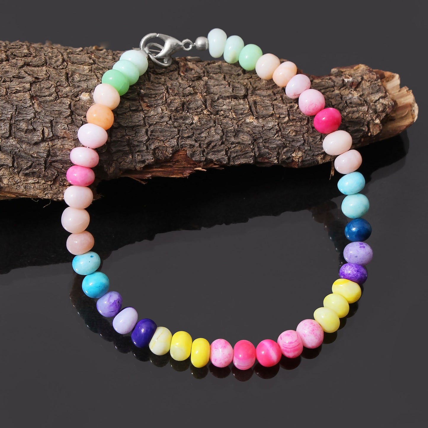 Enchanting Natural Candy Opal Bracelet – Vibrant Colors for a Playful Elegance