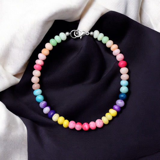 Enchanting Natural Candy Opal Bracelet – Vibrant Colors for a Playful Elegance