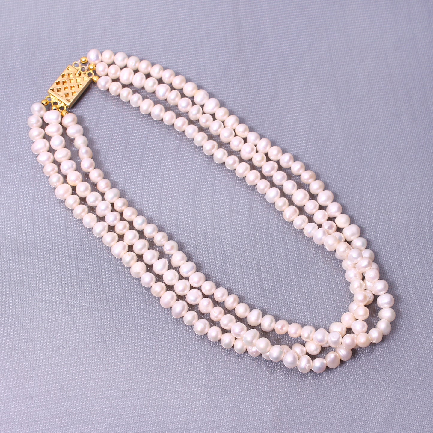 Natural freshwater Pearl 3 Layered Necklace - Timeless Jewelry For Her