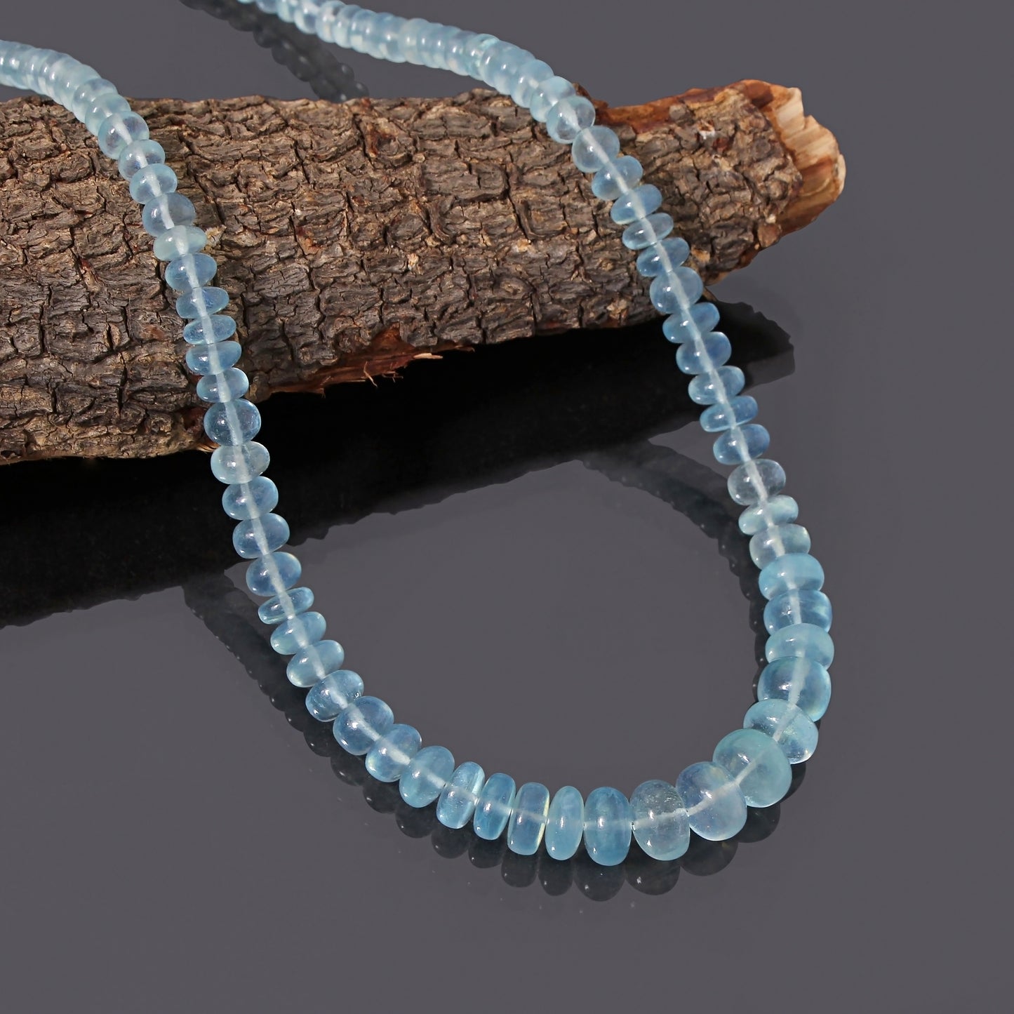 Aquamarine Serenity: Smooth Rondelle Necklace