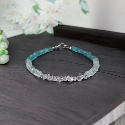 Herkimer Apatite Aqua Gemstone Handcrafted Bracelet