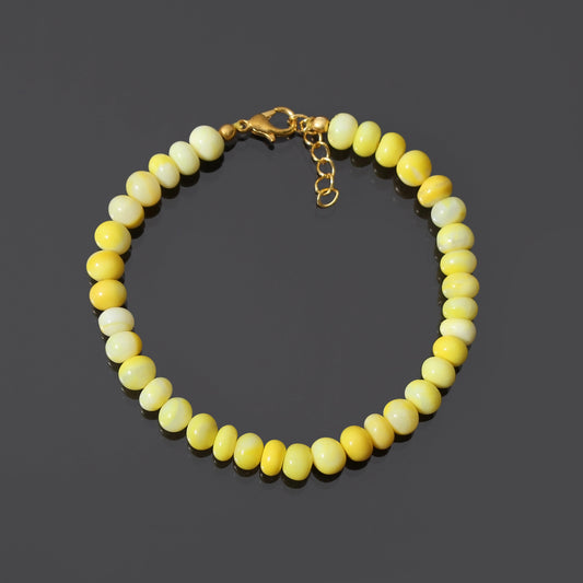 Sunshine Yellow Candy Opal Beaded Bracelet - Radiant Elegance