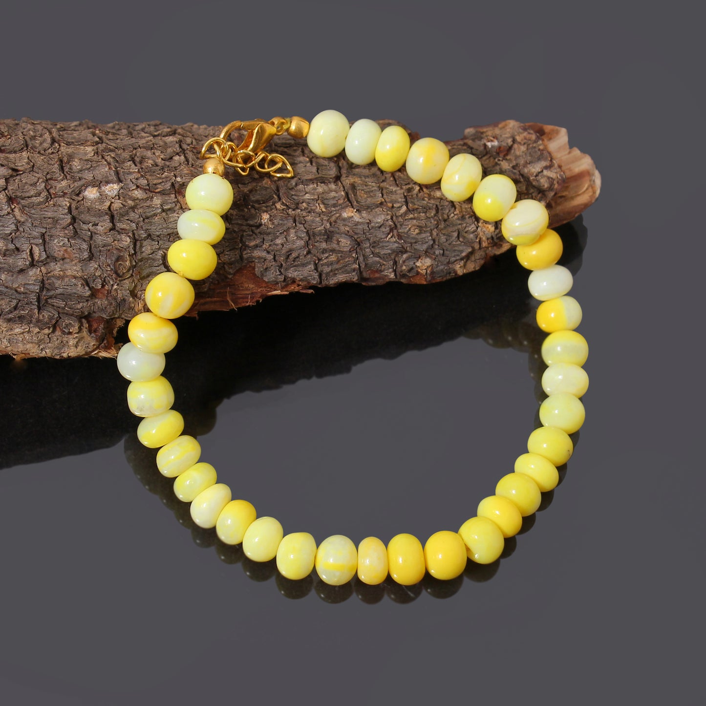 Sunshine Yellow Candy Opal Beaded Bracelet - Radiant Elegance