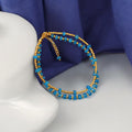 Blue Apatite and Golden Ball Double Layer Golden Chain Bracelet Lobster Clasp