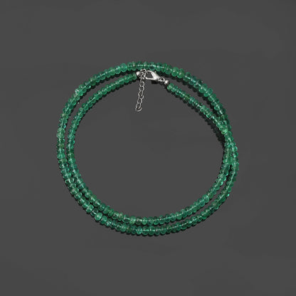 High Quality Zambian Emerald Beaded Necklace – Genuine Green Emerald Gemstone Necklace for Elegance & Healing Energy