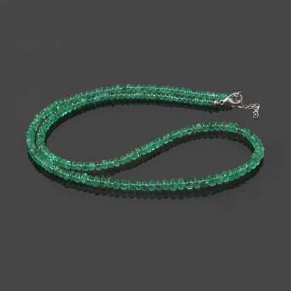 High Quality Zambian Emerald Beaded Necklace – Genuine Green Emerald Gemstone Necklace for Elegance & Healing Energy