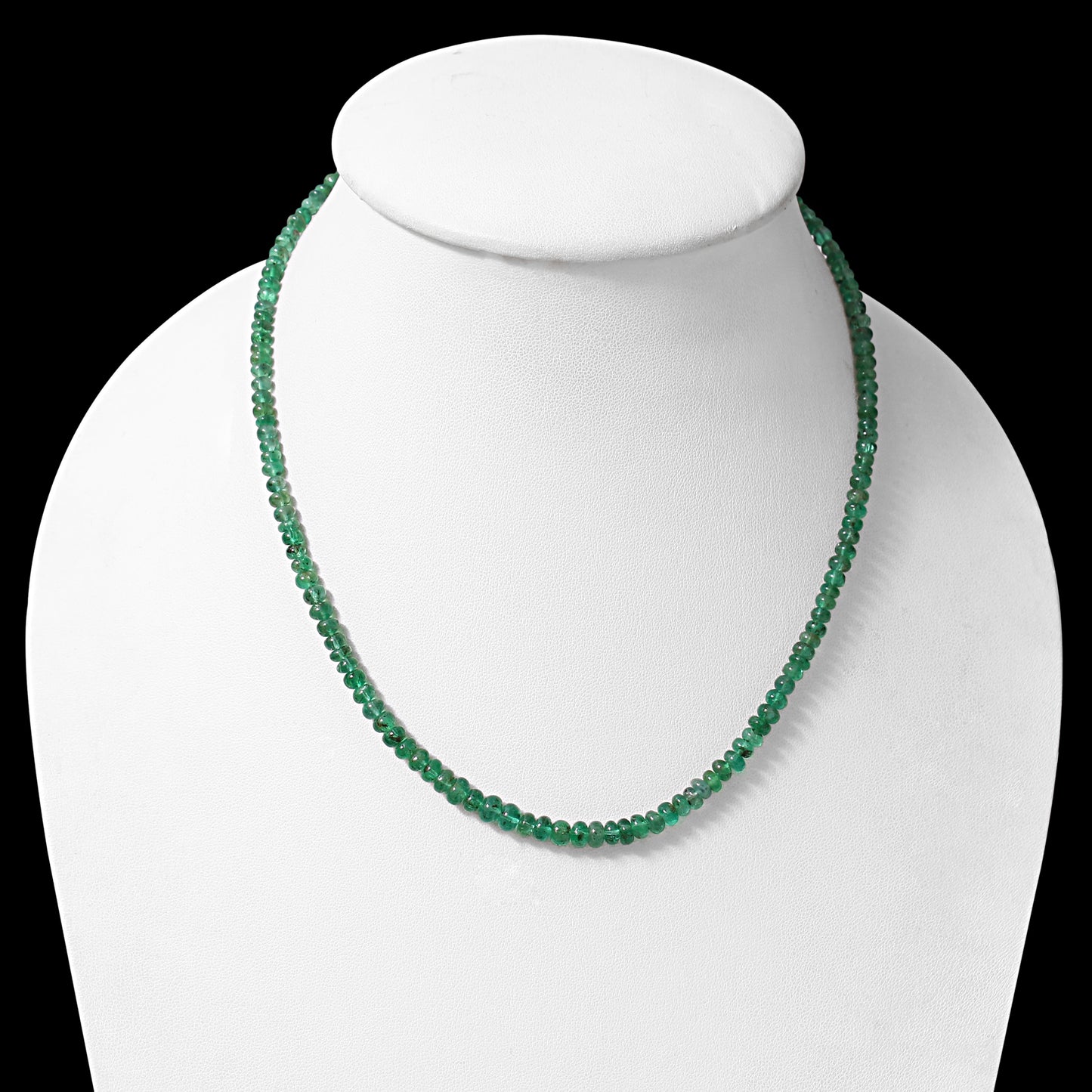 Genuine Natural Emerald 4-5.5 mm Beaded Necklace – Premium Green Gemstone Strand for Elegance & Prosperity