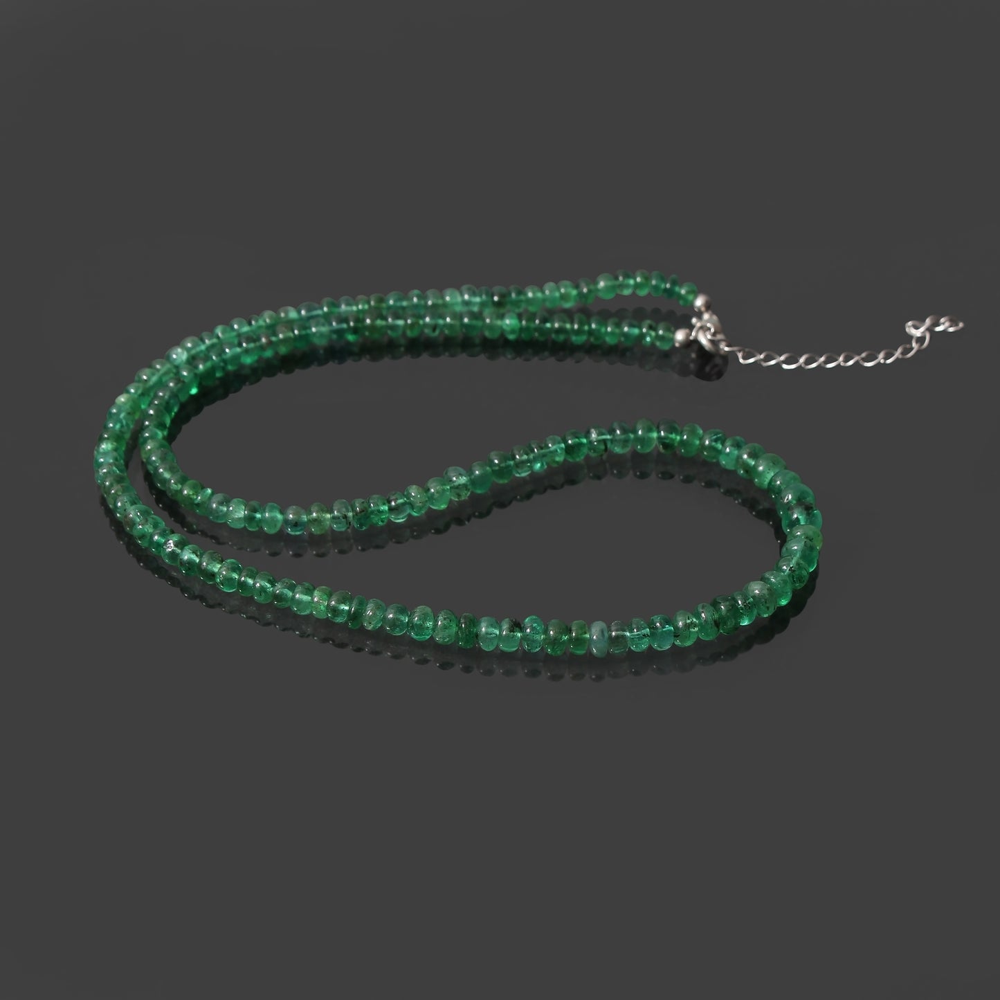 Genuine Natural Emerald 4-5.5 mm Beaded Necklace – Premium Green Gemstone Strand for Elegance & Prosperity