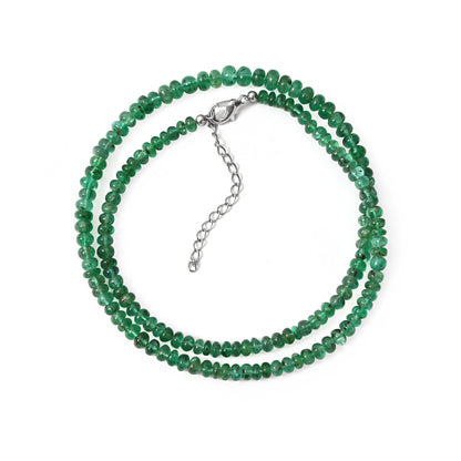 Genuine Natural Emerald 4-5.5 mm Beaded Necklace – Premium Green Gemstone Strand for Elegance & Prosperity