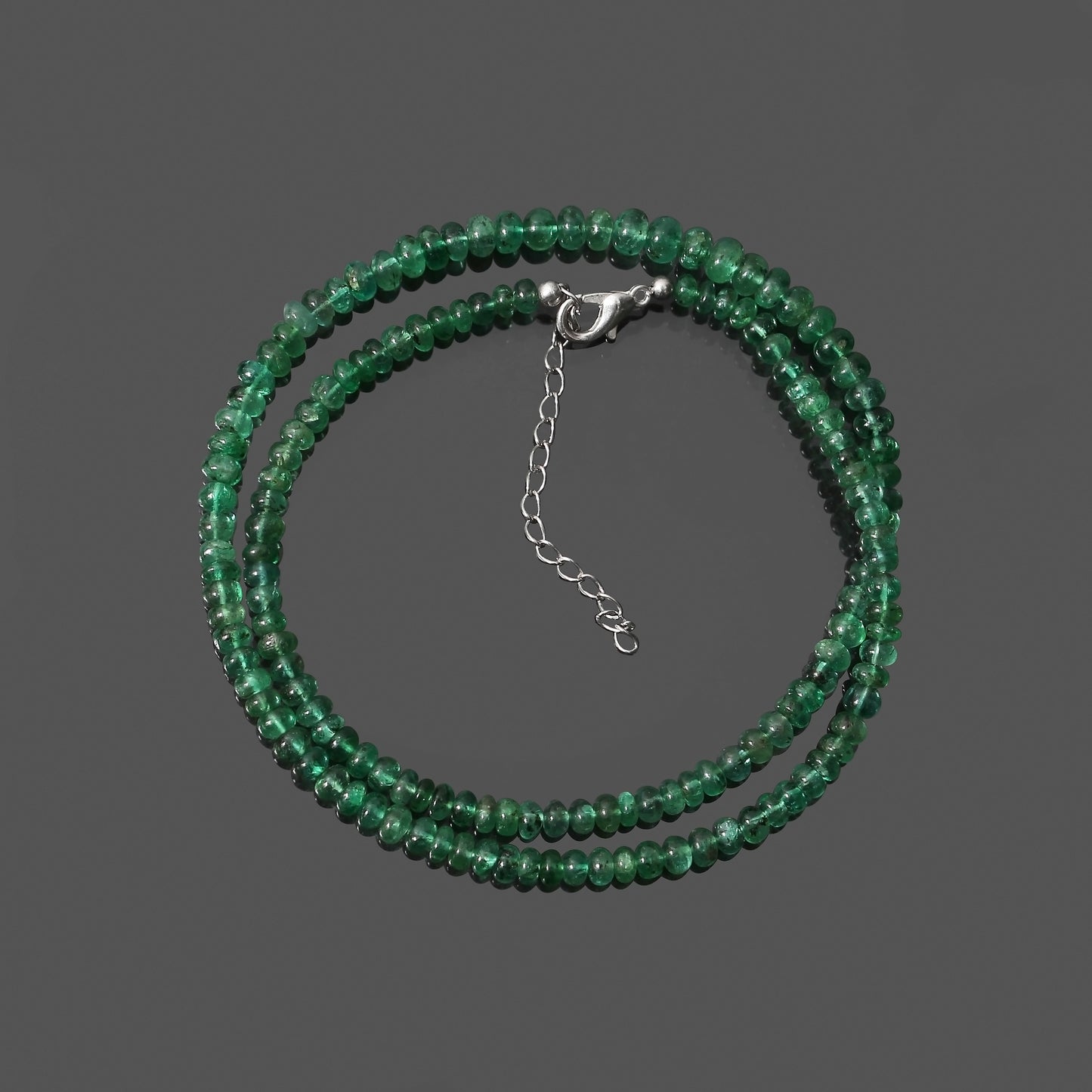 Genuine Natural Emerald 4-5.5 mm Beaded Necklace – Premium Green Gemstone Strand for Elegance & Prosperity
