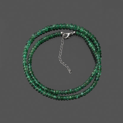 Genuine Natural Emerald 4-5.5 mm Beaded Necklace – Premium Green Gemstone Strand for Elegance & Prosperity