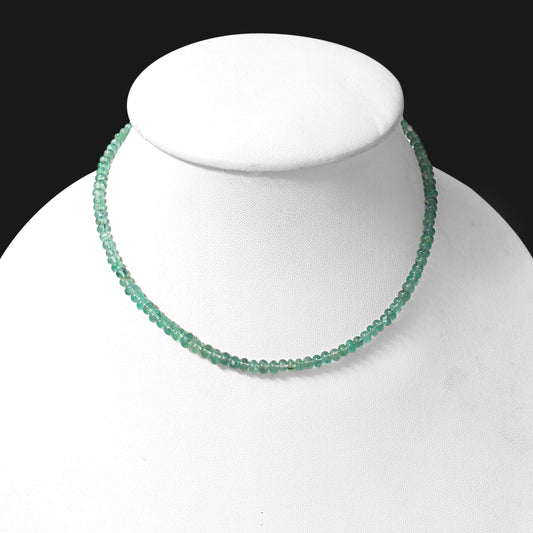 Natural Emerald 4–5 mm Smooth Rondelle Beaded Necklace – Elegant Green Gemstone Strand for Prosperity & Heart Healing