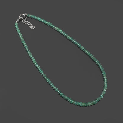 Natural Emerald 4–5 mm Smooth Rondelle Beaded Necklace – Elegant Green Gemstone Strand for Prosperity & Heart Healing