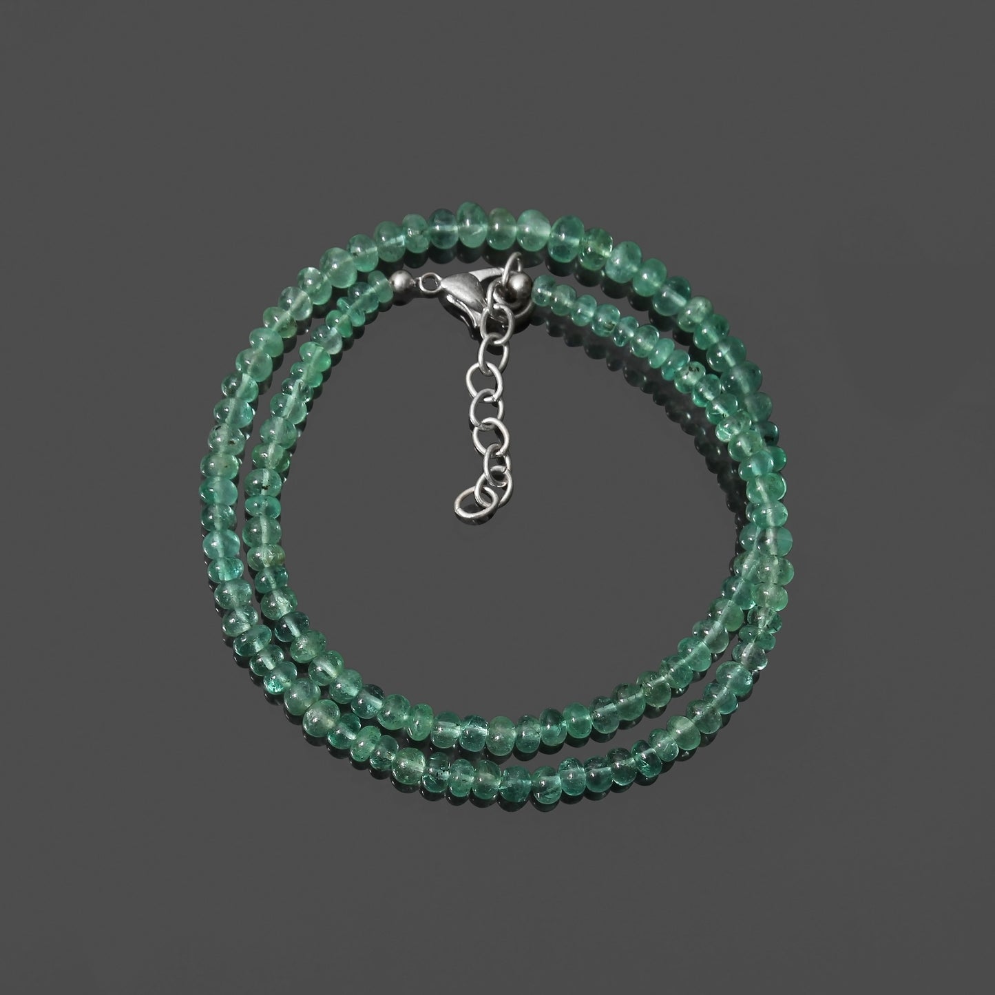 Natural Emerald 4–5 mm Smooth Rondelle Beaded Necklace – Elegant Green Gemstone Strand for Prosperity & Heart Healing