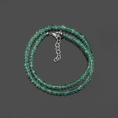 Natural Emerald 4–5 mm Smooth Rondelle Beaded Necklace – Elegant Green Gemstone Strand for Prosperity & Heart Healing