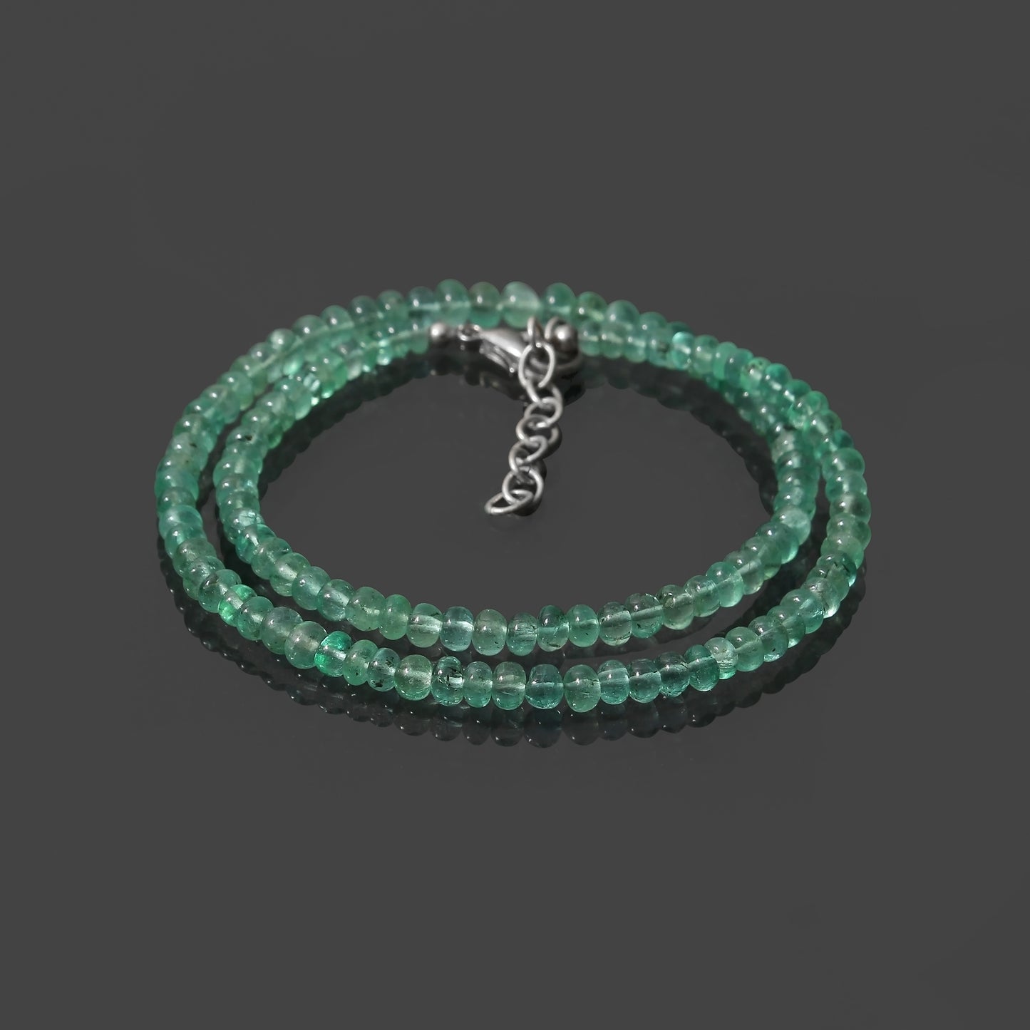 Natural Emerald 4–5 mm Smooth Rondelle Beaded Necklace – Elegant Green Gemstone Strand for Prosperity & Heart Healing