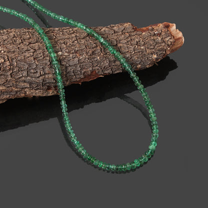 Natural Emerald Smooth Rondelle Bead Necklace (2.5–4 mm) – Heart Chakra Healing & Prosperity