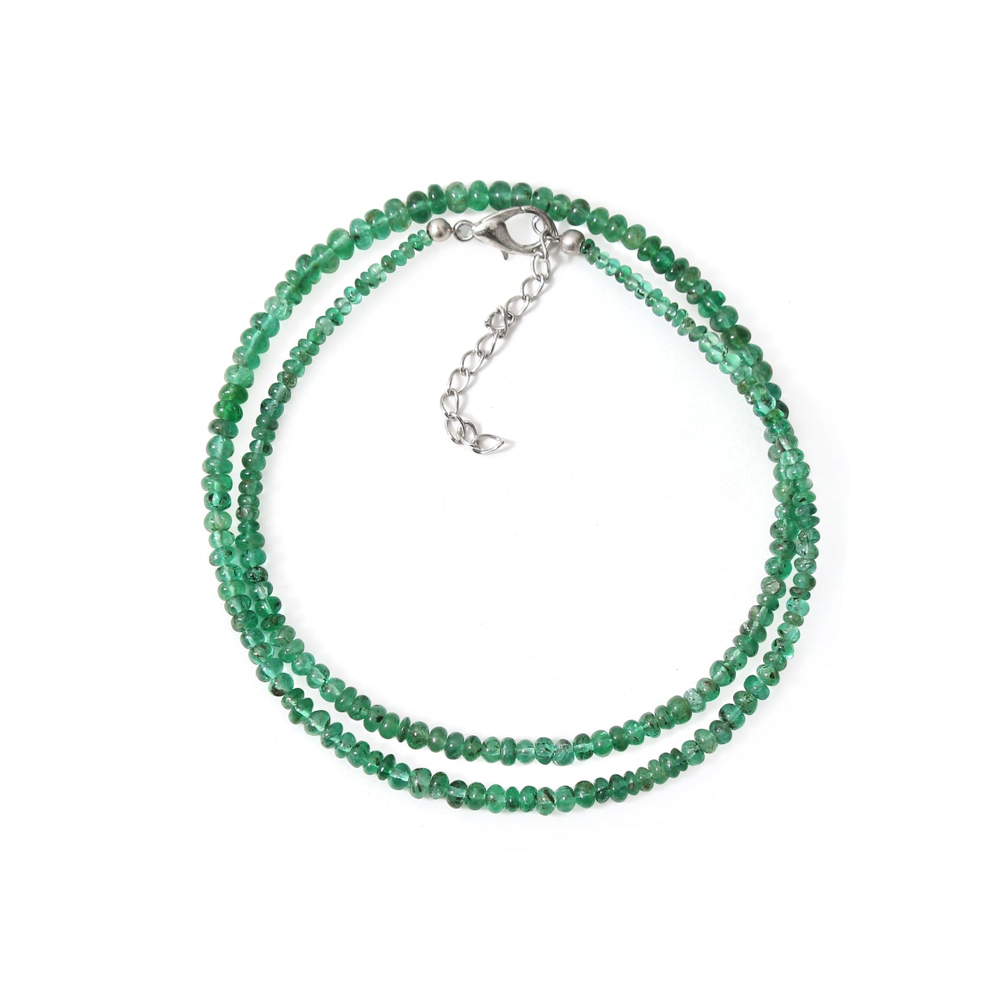 Natural Emerald Smooth Rondelle Bead Necklace (2.5–4 mm) – Heart Chakra Healing & Prosperity