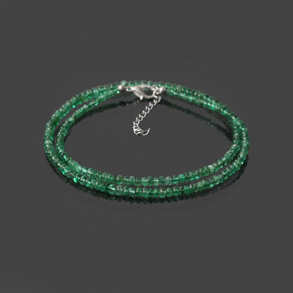 Natural Emerald Smooth Rondelle Bead Necklace (2.5–4 mm) – Heart Chakra Healing & Prosperity