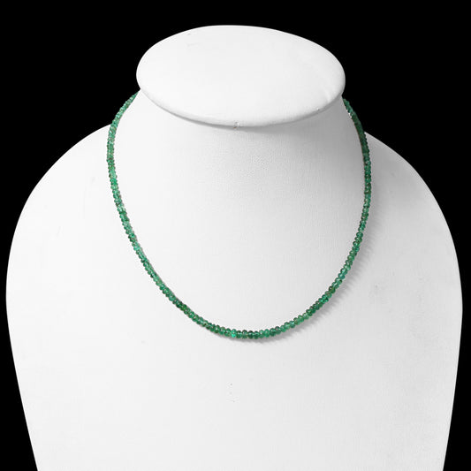 Natural Emerald Smooth Rondelle Bead Necklace (2.5–4 mm) – Heart Chakra Healing & Prosperity