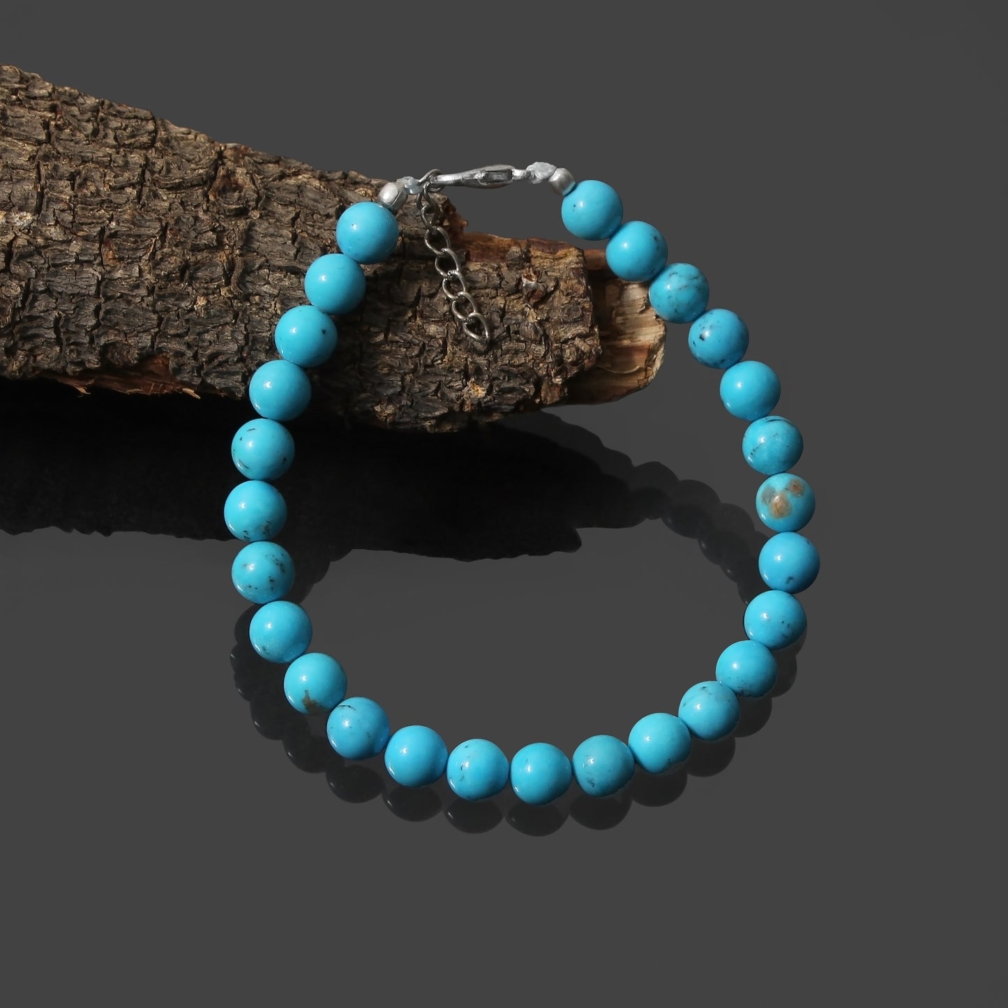 Tranquil Splendor: Turquoise Smooth Round 7mm Bracelet with Lobster Lock