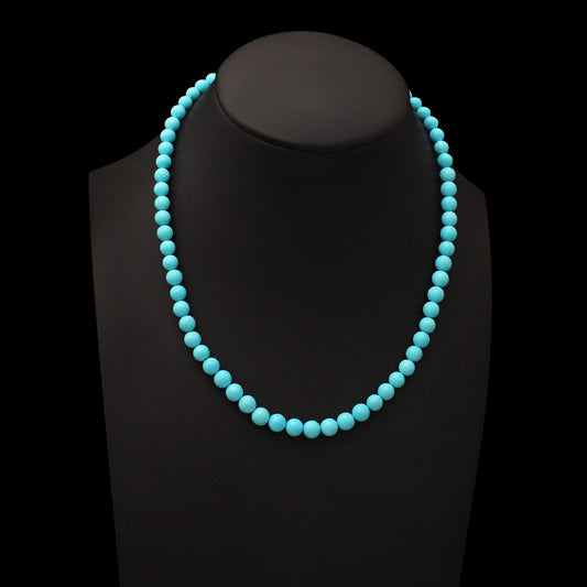 Natural Turquoise Beaded Necklace – 100% Genuine Turquoise Round Gemstone Beads | Healing Jewelry for Protection & Calm