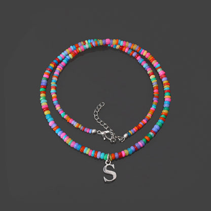 925 Silver Name letter Necklace with Multi Ethiopian Natural Opal Gemstones