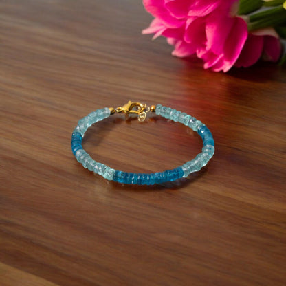 High Quality Aquamarine and Apatite Gemstone Bracelet