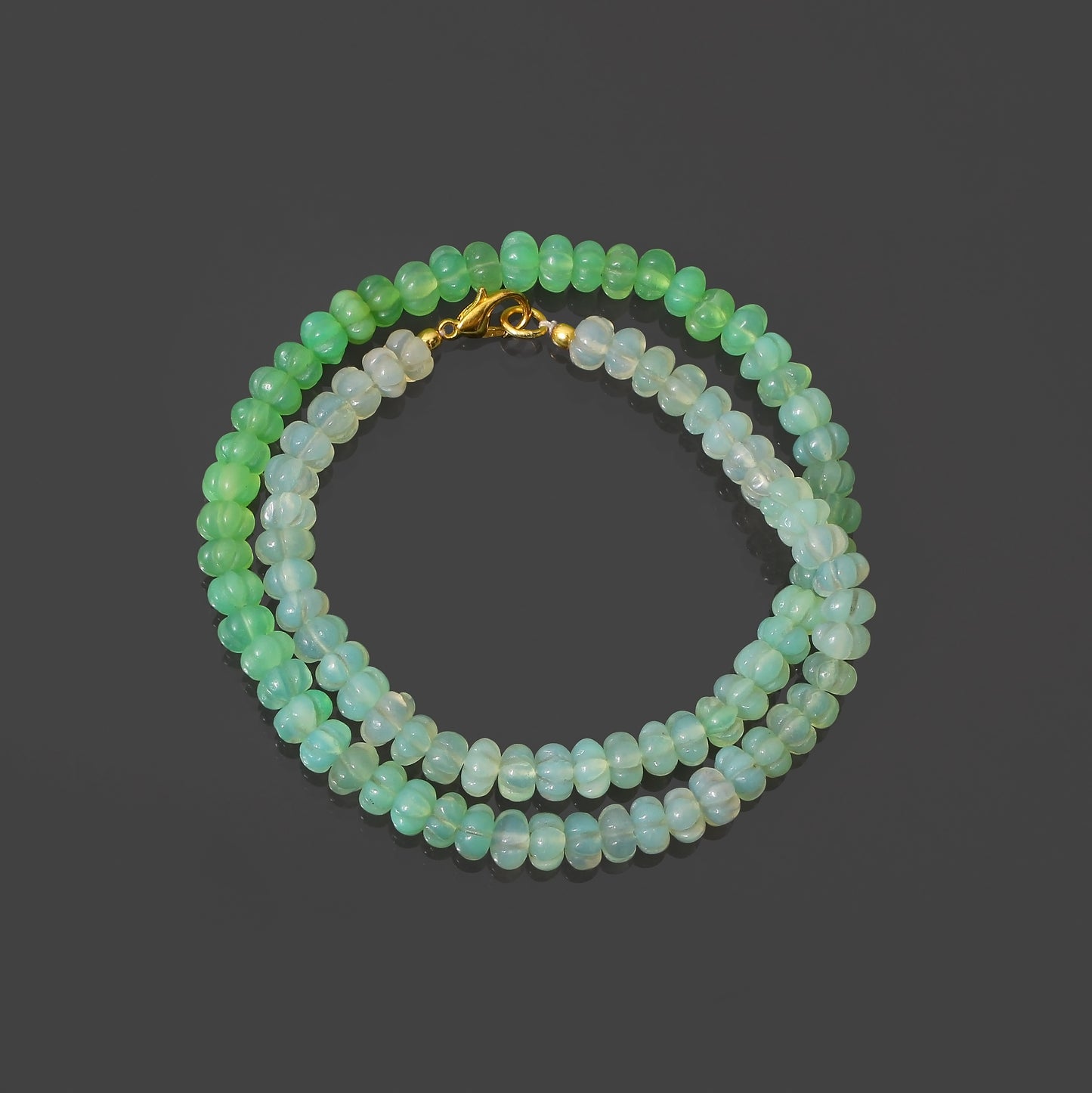 Serene Melody: Chrysoprase Carving Watermelon Necklace 6.5mm to 7mm