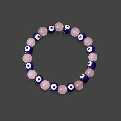 Rose Quartz Evil Eye Bracelet - Love & Protection