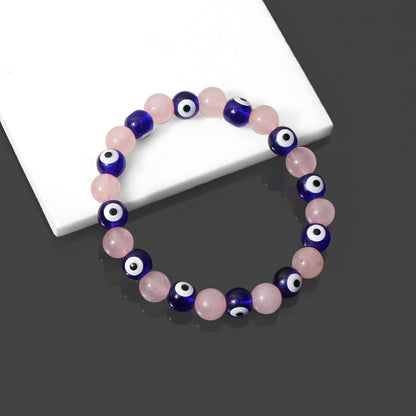 Rose Quartz Evil Eye Bracelet - Love & Protection