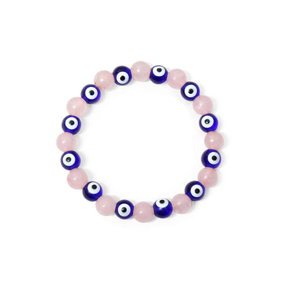 Rose Quartz Evil Eye Bracelet - Love & Protection