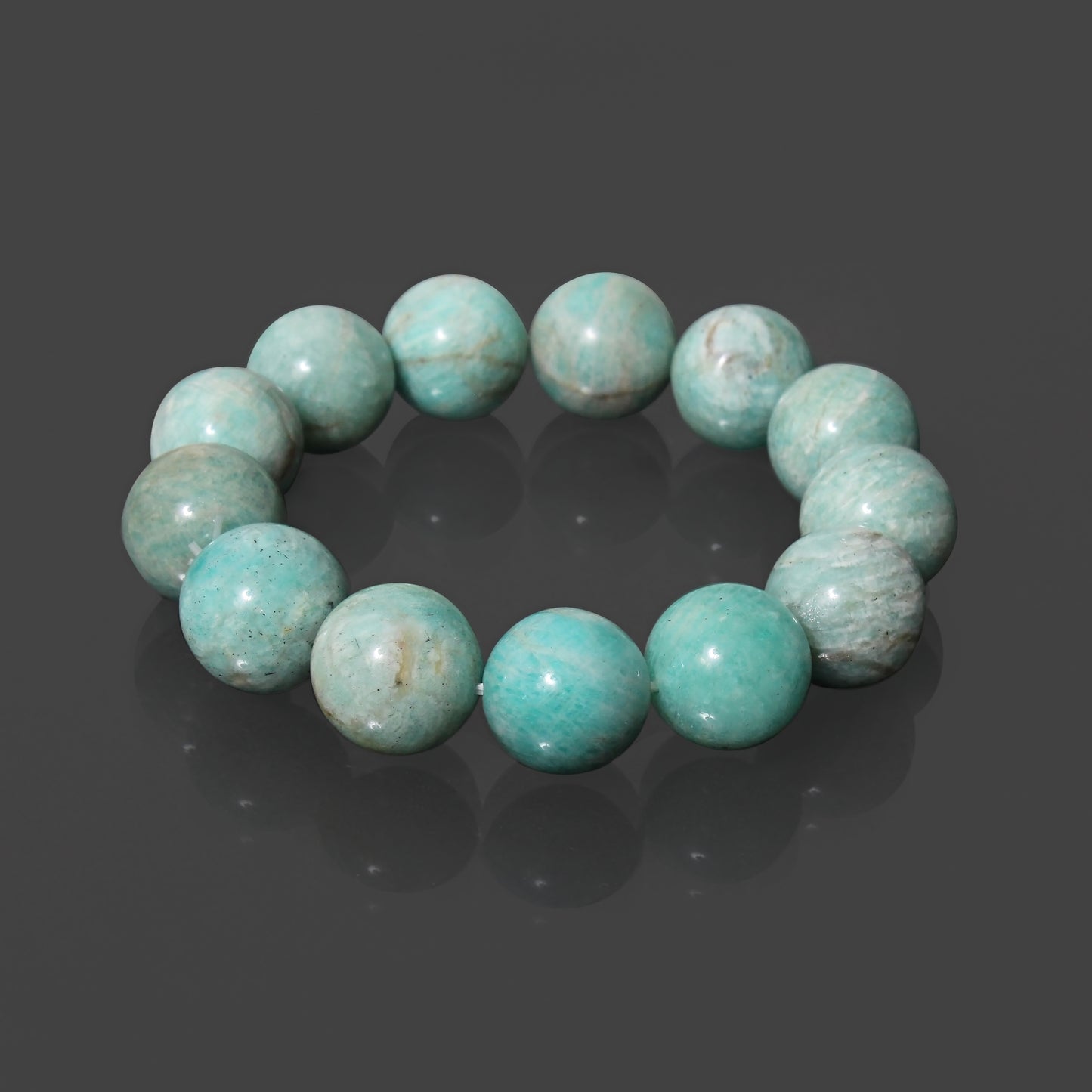 Natural Amazonite Round Bead Bracelet Stretch Men & Women Jewelry