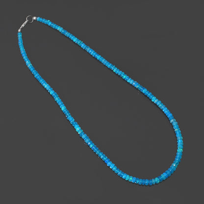 Exquisite Blue Ethiopian Opal Faceted Rondelle Necklace