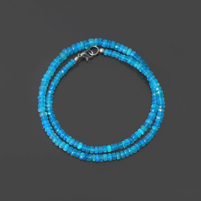 Exquisite Blue Ethiopian Opal Faceted Rondelle Necklace