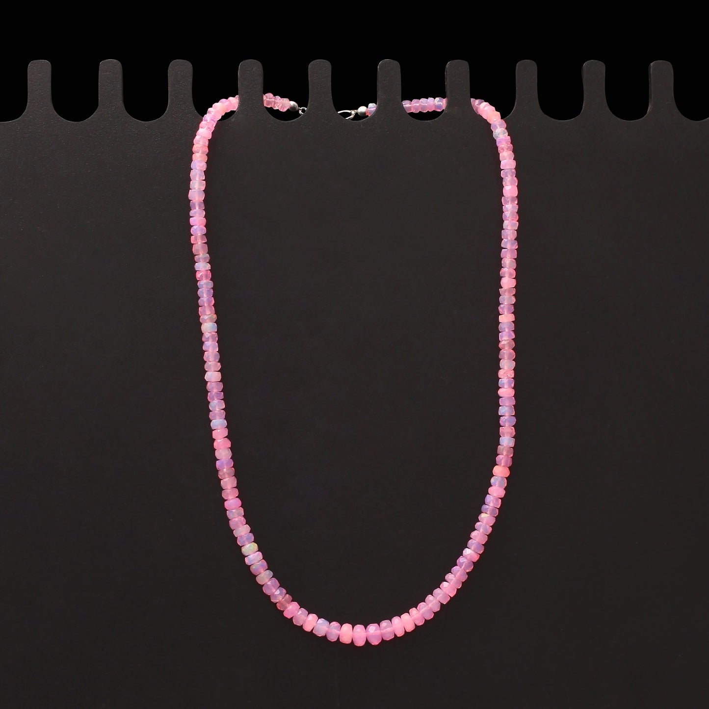 Pink Ethiopian Opal Faceted Rondelle  Exquisite Gemstone Necklace