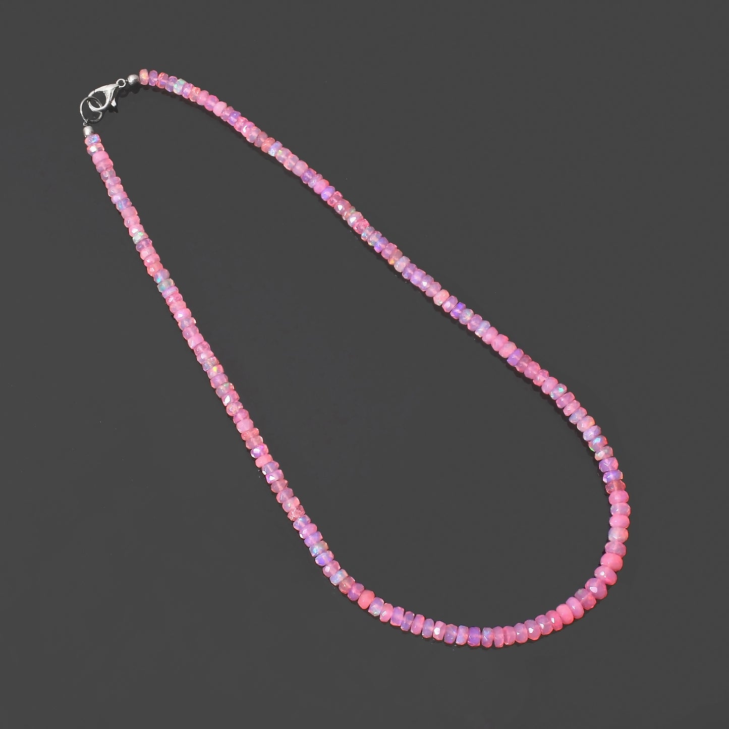 Pink Ethiopian Opal Faceted Rondelle  Exquisite Gemstone Necklace