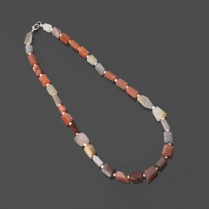 Peach Moonstone Necklace - Exquisite Faceted Tumble Beads