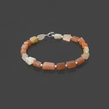 Peach Moonstone Beaded Gemstone Bracelet