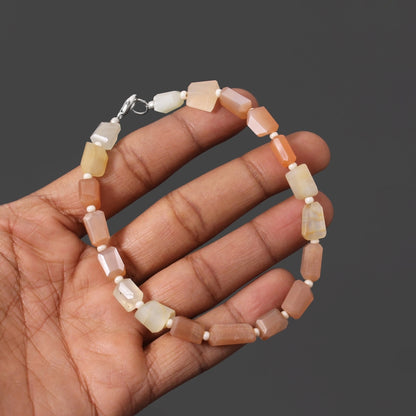 Peach Moonstone Beaded Gemstone Bracelet