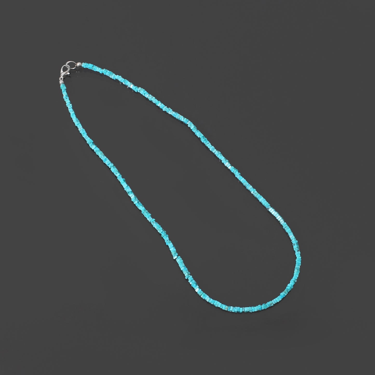 Handmade Natural Turquoise Heishi Bracelet – 2.5–3mm Flat Square Gemstone Beads