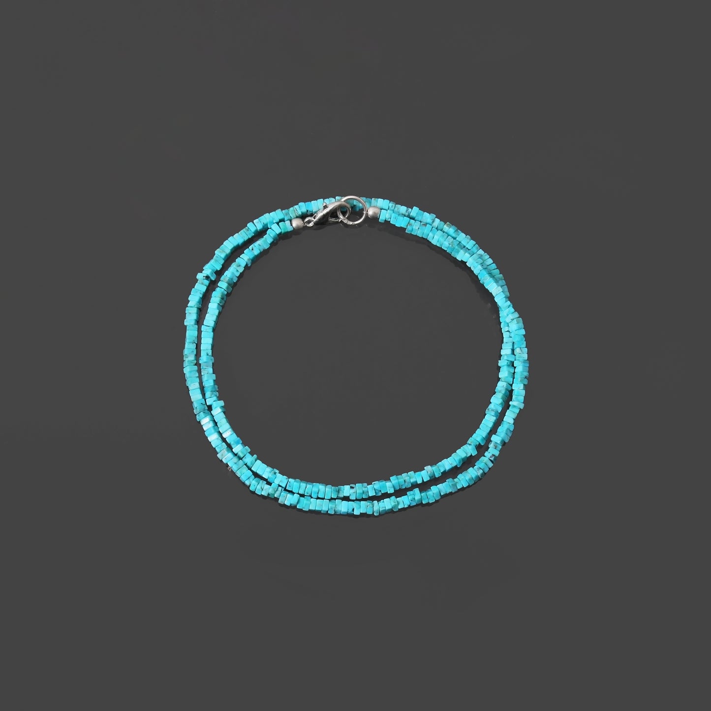 Handmade Natural Turquoise Heishi Bracelet – 2.5–3mm Flat Square Gemstone Beads