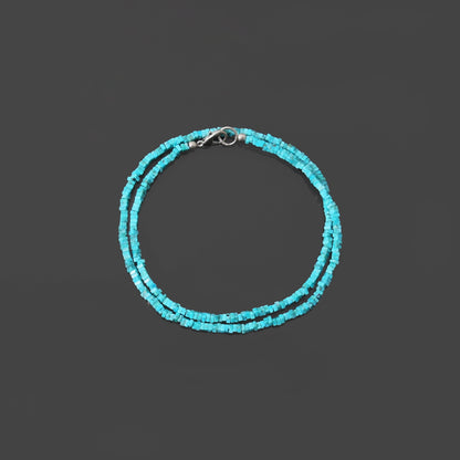 Handmade Natural Turquoise Heishi Bracelet – 2.5–3mm Flat Square Gemstone Beads