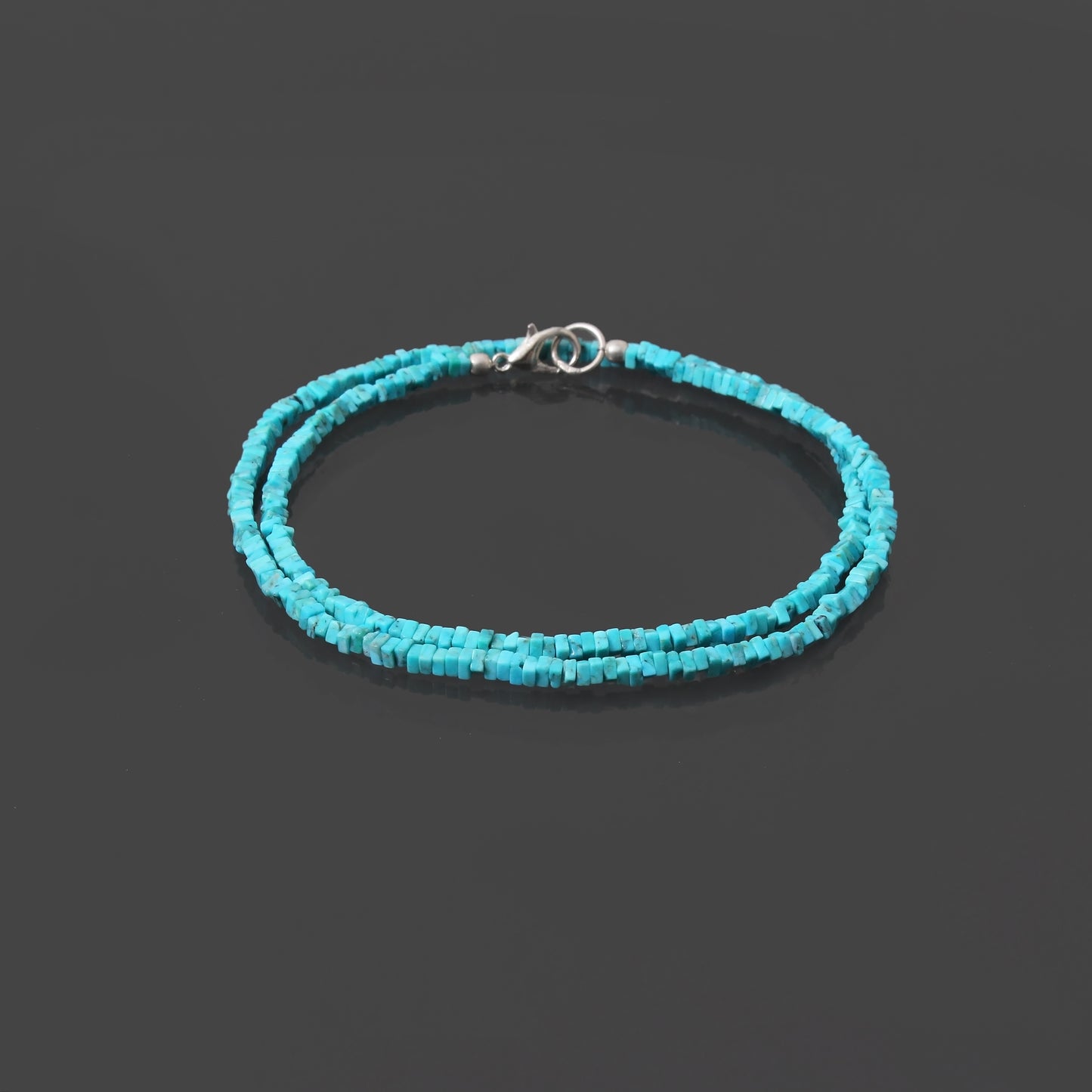 Handmade Natural Turquoise Heishi Bracelet – 2.5–3mm Flat Square Gemstone Beads