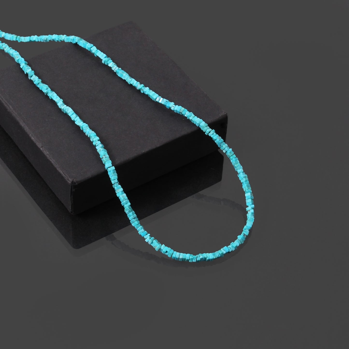 Handmade Natural Turquoise Heishi Bracelet – 2.5–3mm Flat Square Gemstone Beads